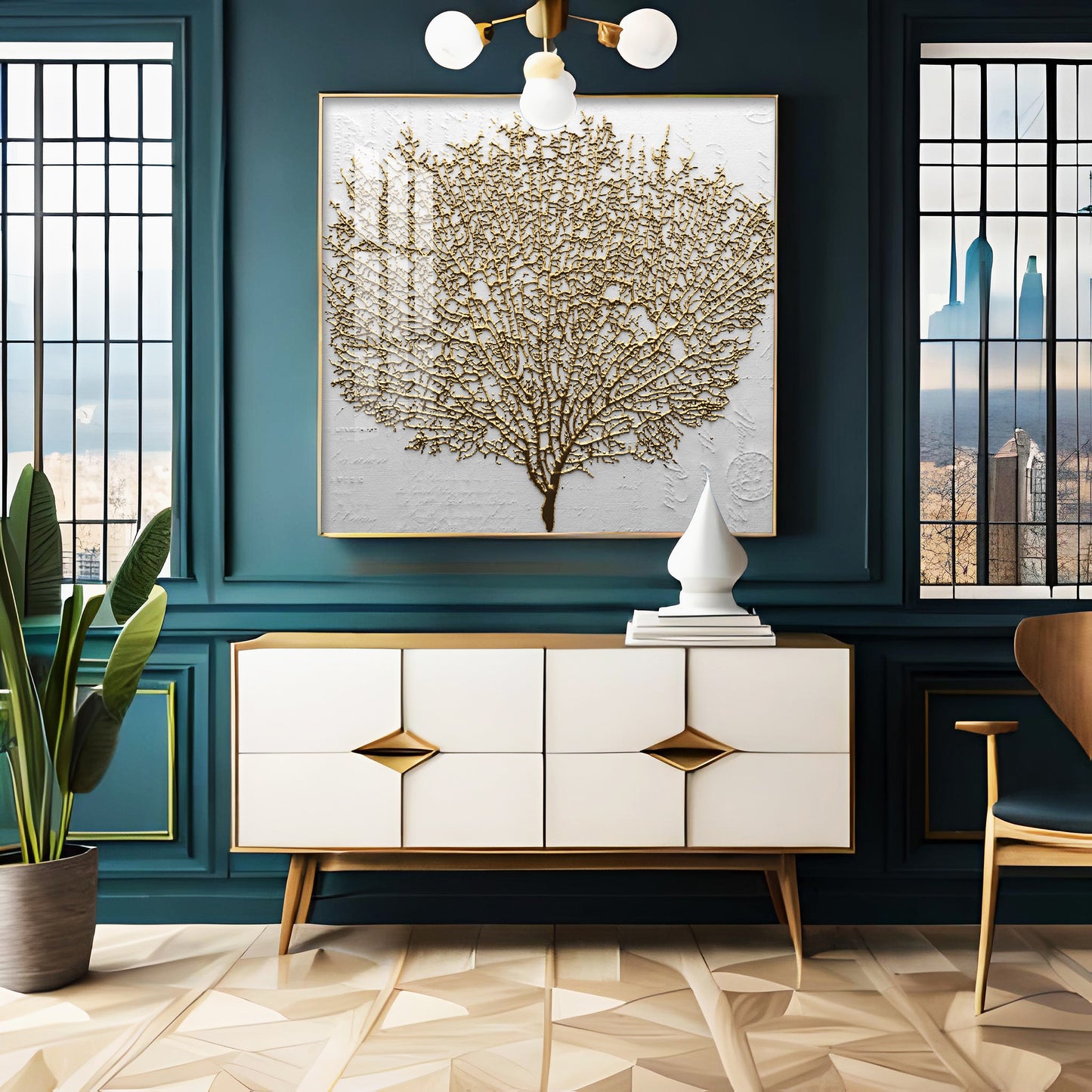 Golden Tree Premium Acrylic Square Wall Art