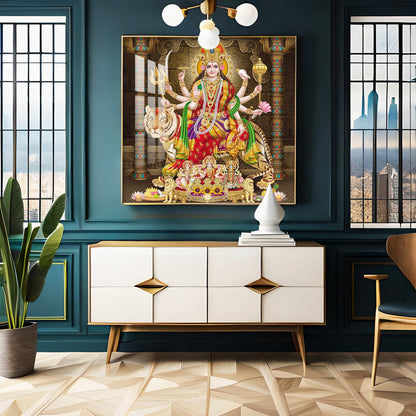 Enchanted Devi Durga Premium Acrylic Square Wall Art