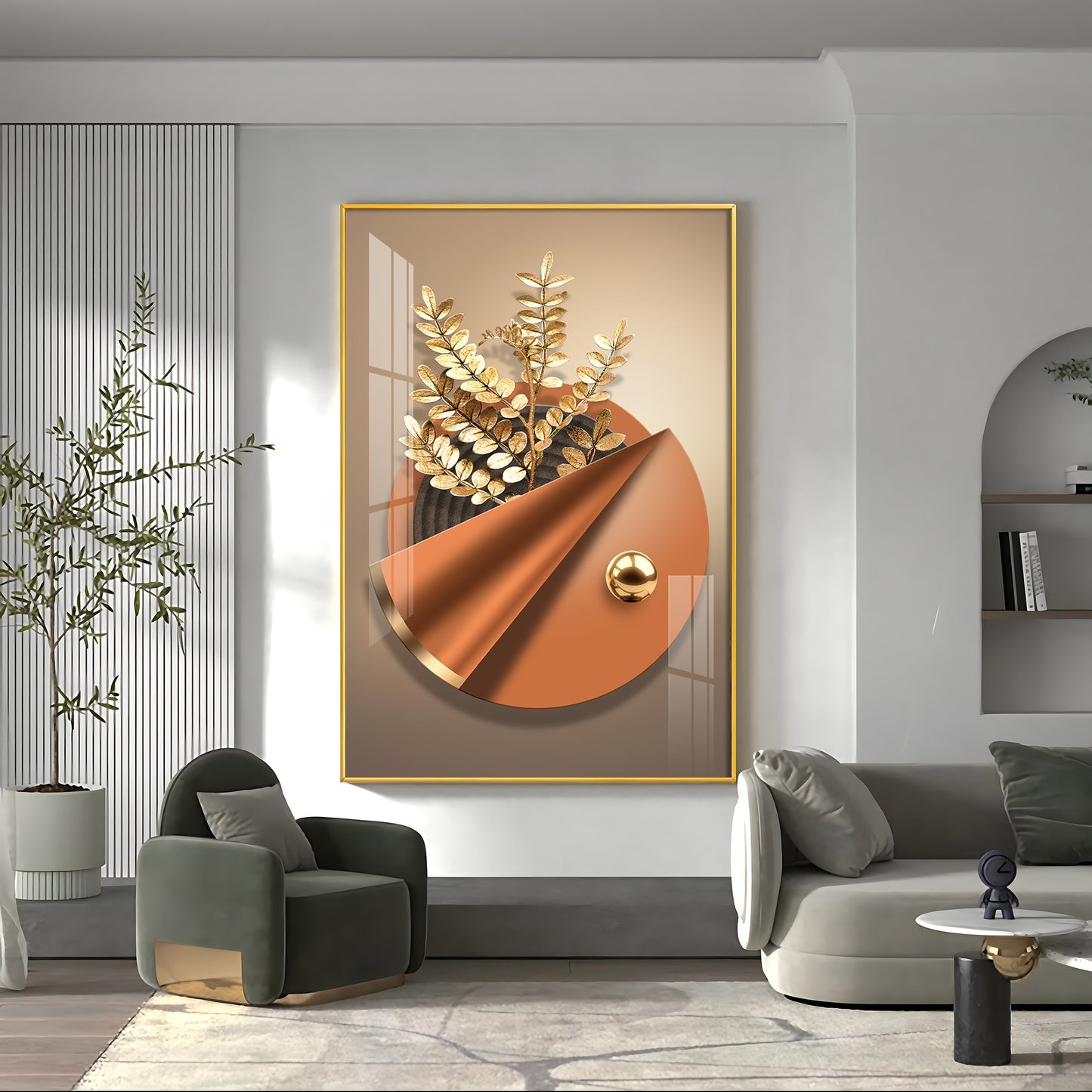 Aura Golden Petals Premium Acrylic Vertical Wall Art