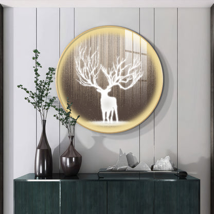 Antlered Reflection Premium Acrylic Round Wall Art