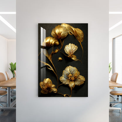 Luxury Golden Decorative Flower Acrylic Wall Art