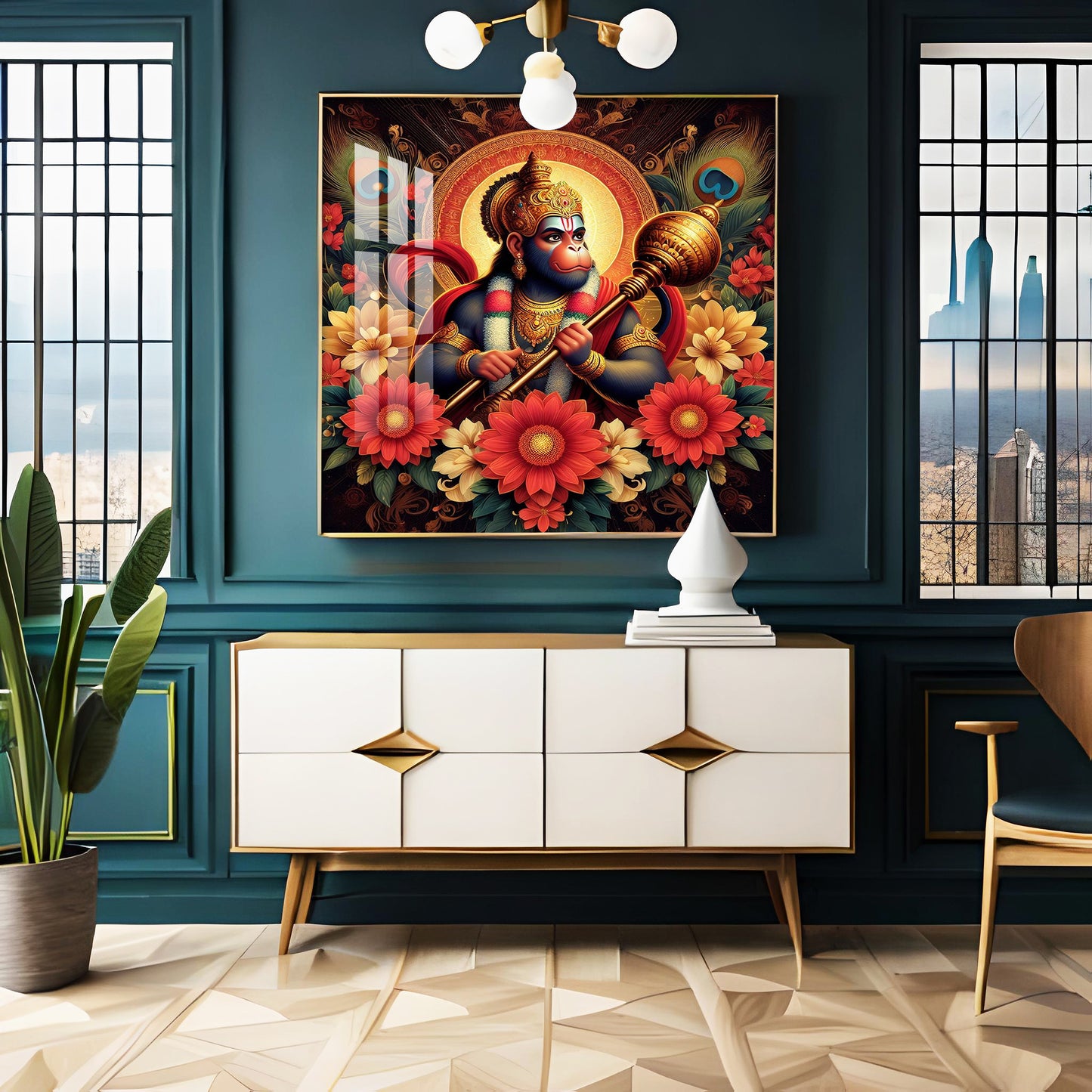 God Hanuman Premium Acrylic Square Wall Art