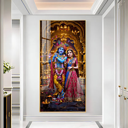 Krishna's Feast of Love Premium Acrylic Vertical Wall Art