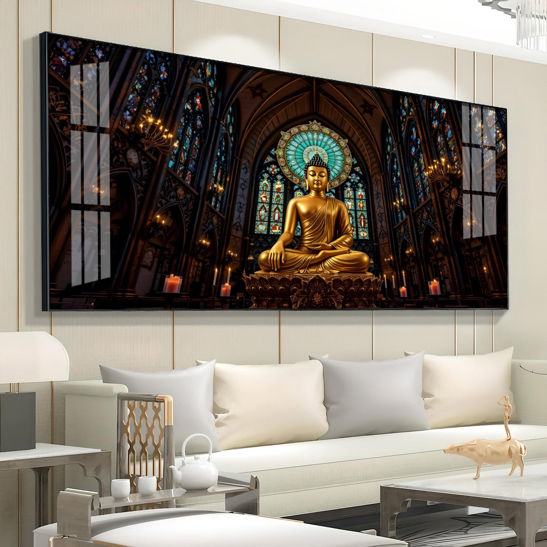 Radiant Peace Buddha Premium Acrylic Horizontal Wall Art