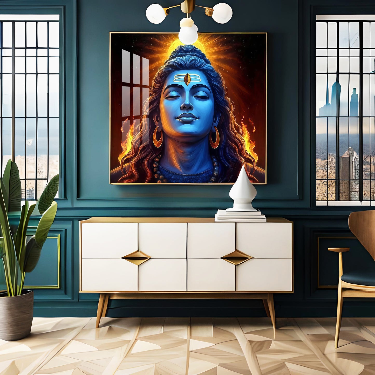 Lord Shiv Shambhu Premium Acrylic Square Wall Art