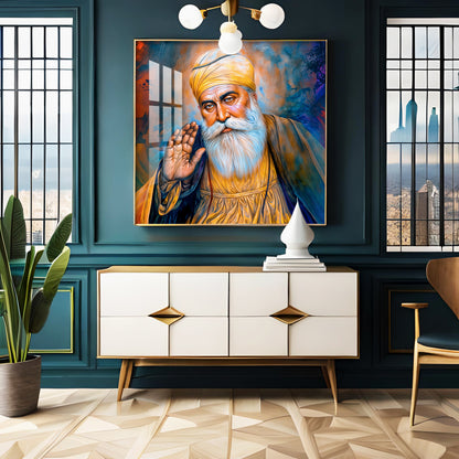 Abstract of Guru Nanak Dev Ji Premium Acrylic Square Wall Art