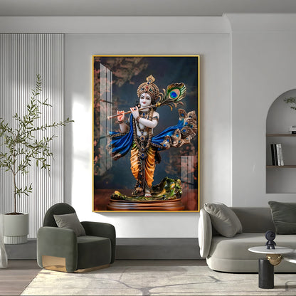 Divine Harmony Of Krishna Premium Vertical Acrylic Wall Art