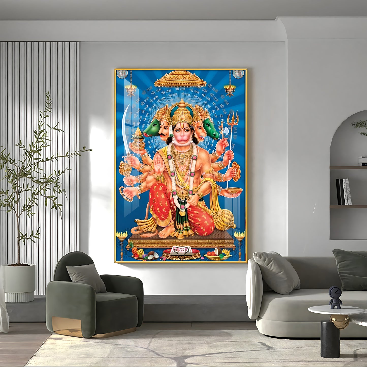 Panchmukhi Hanuman Premium Acrylic Vertical Wall Art