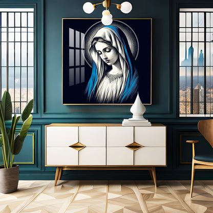 Portrait of the Virgin Mary Premium Acrylic Square Wall Art