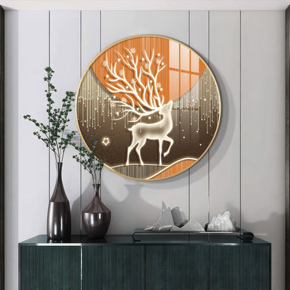 Luminious Deer Premium Acrylic Round Wall Art