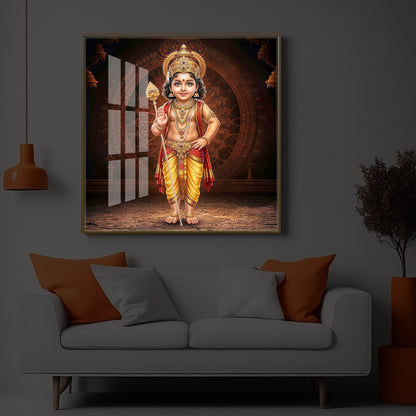 Divine Lord Murugan Modern Luxury Backlight Square Wall Art