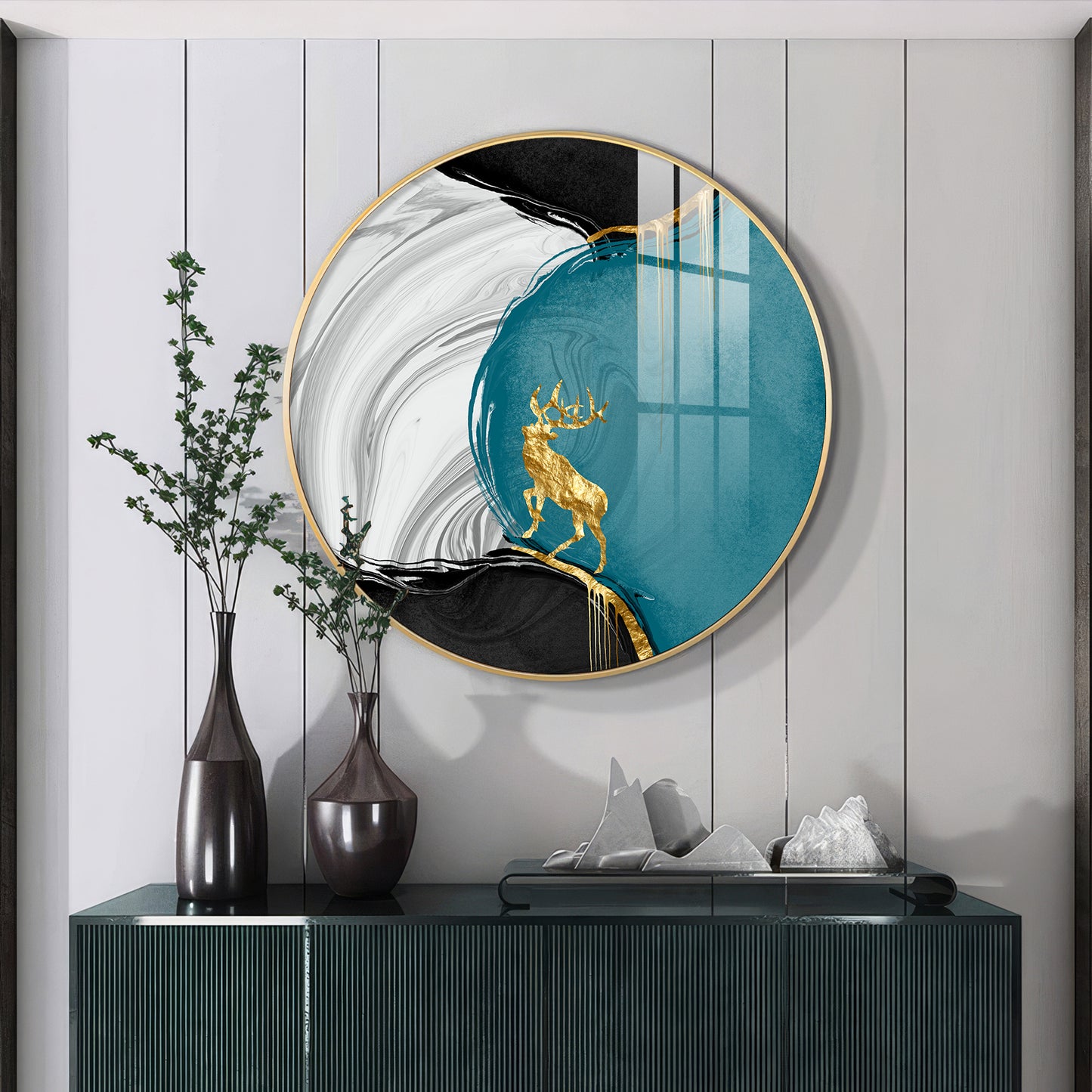 Chromatic Abstract Premium Acrylic Round Wall Art