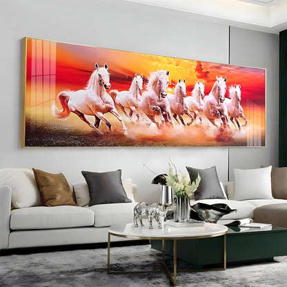 Seven Running Horses Premium Acrylic Horizontal Wall Art