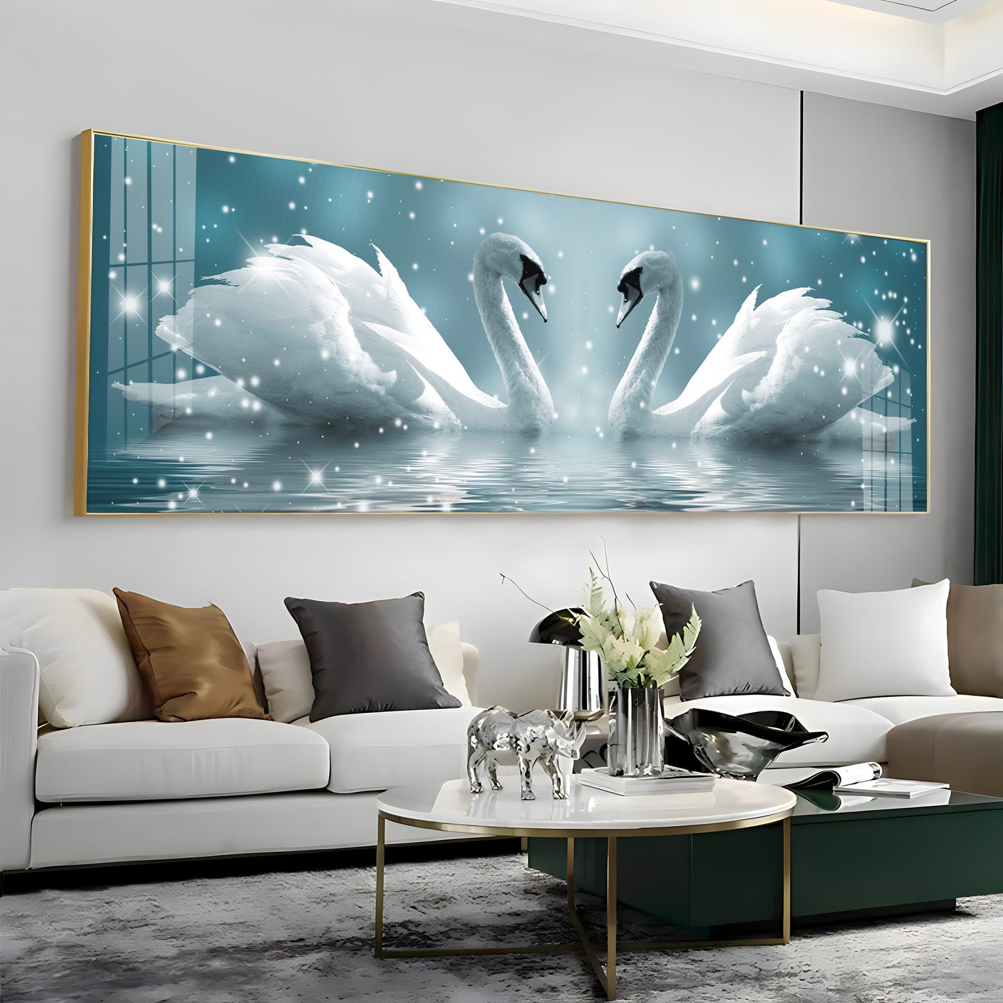 Loving Swans Premium Acrylic Horizontal Wall Art