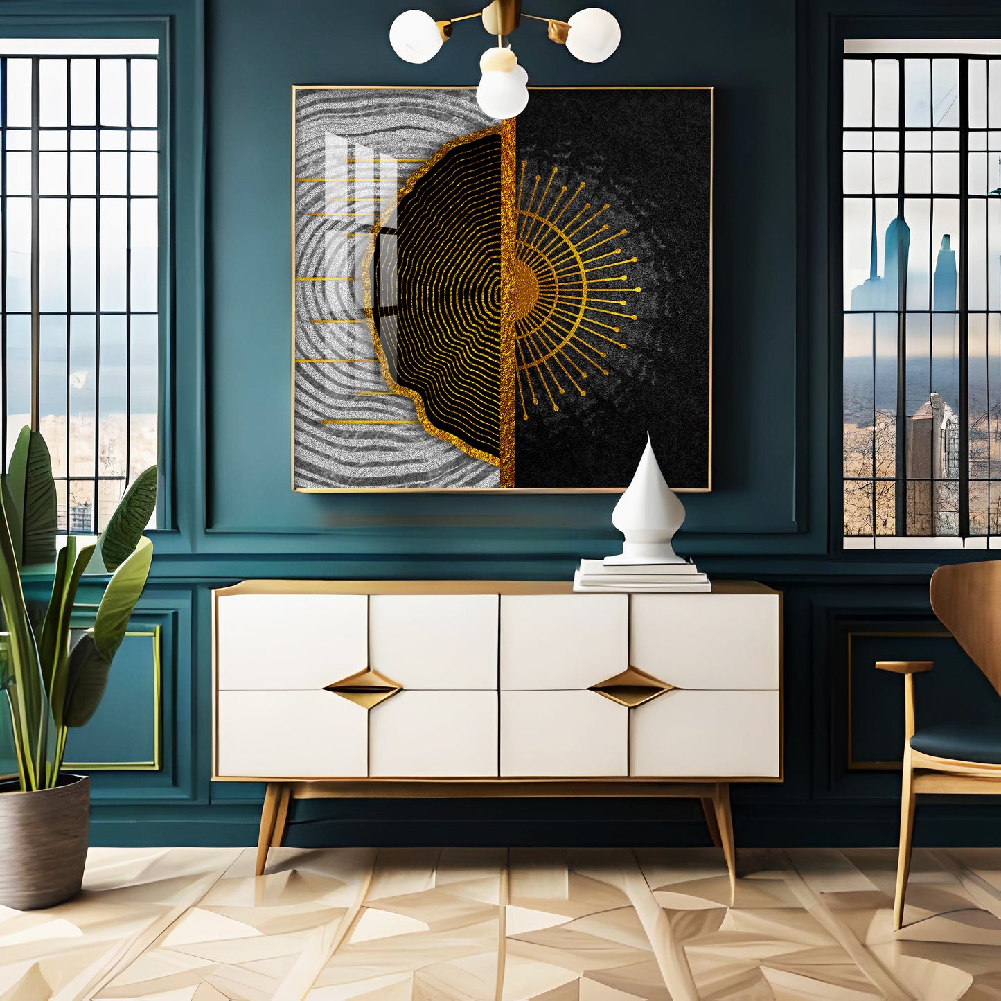 Abstract Wood Grain Mural Premium Acrylic Square Wall Art