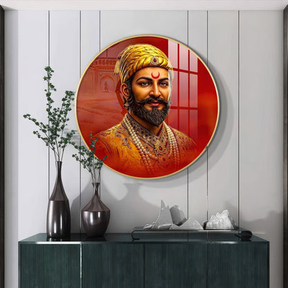 Shivaji Maharaj Premium Acrylic Round Wall Art