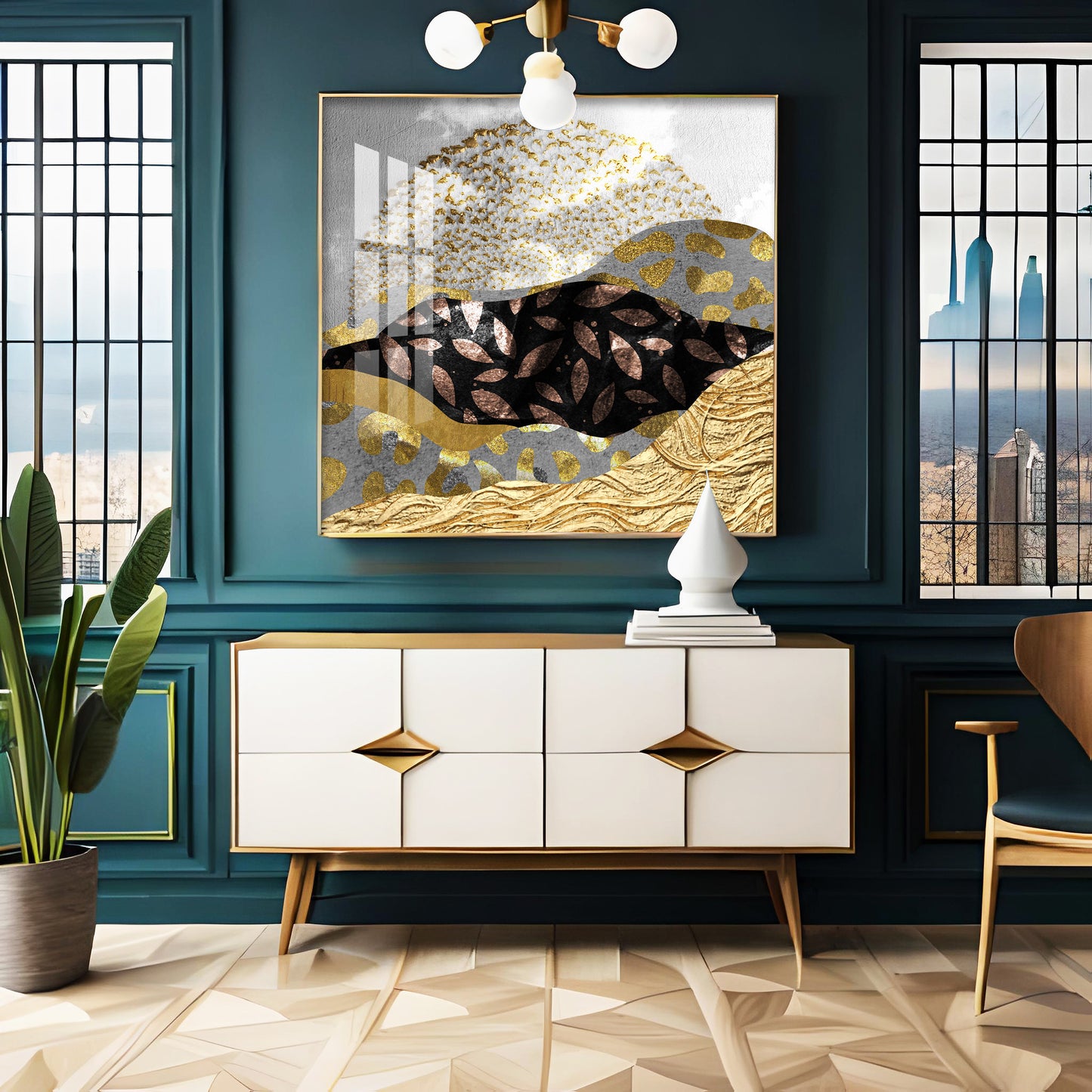 Metallic Mountains Premium Acrylic Square Wall Art