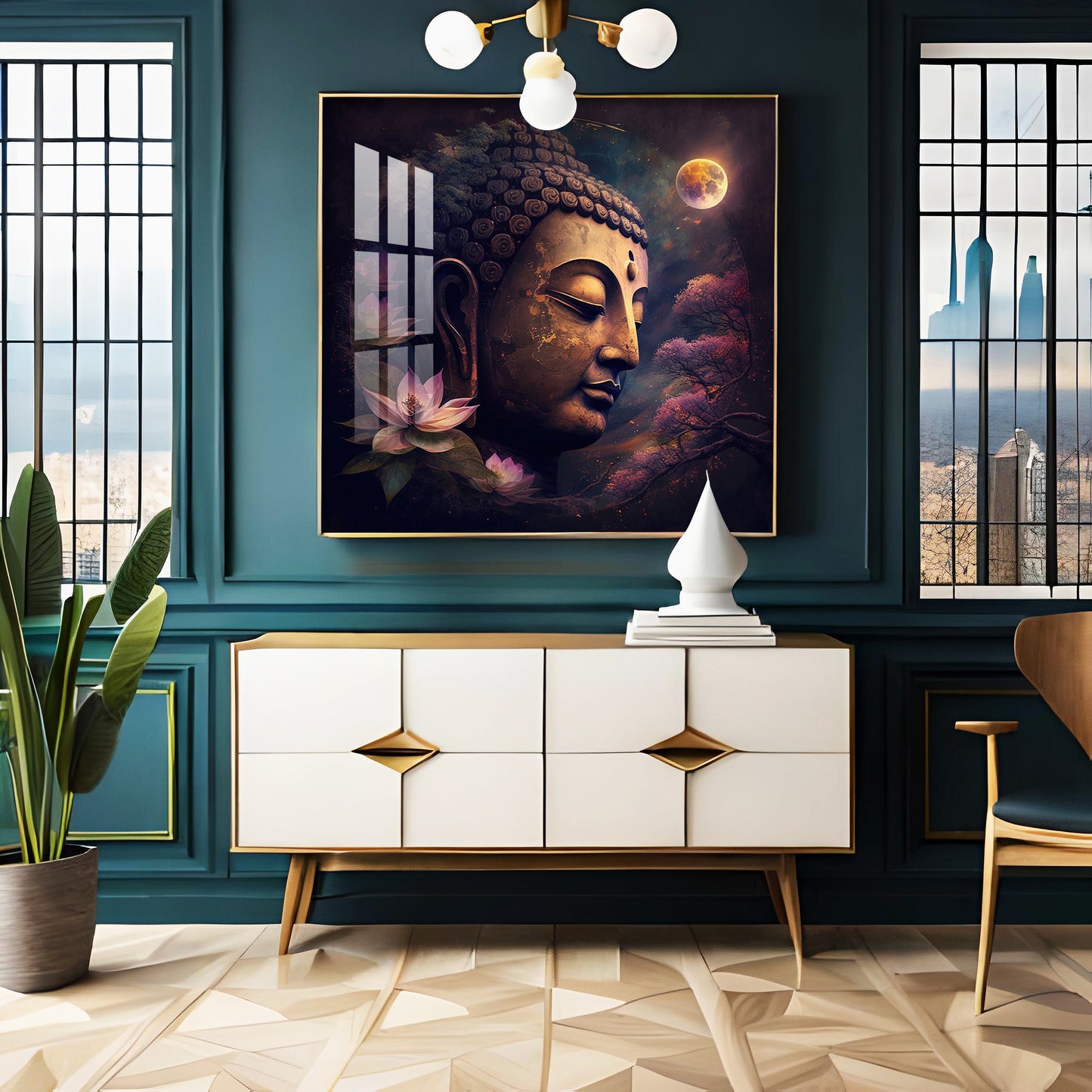 Lord Buddha Peaceful Premium Acrylic Square Wall Art