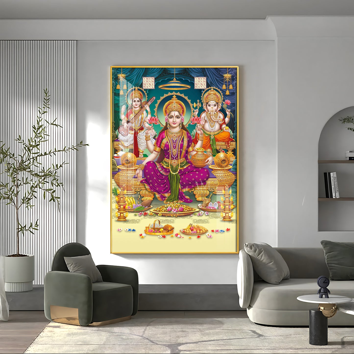 Spiritual Laxmi Ji Divinity Premium Acrylic Vertical Wall Art