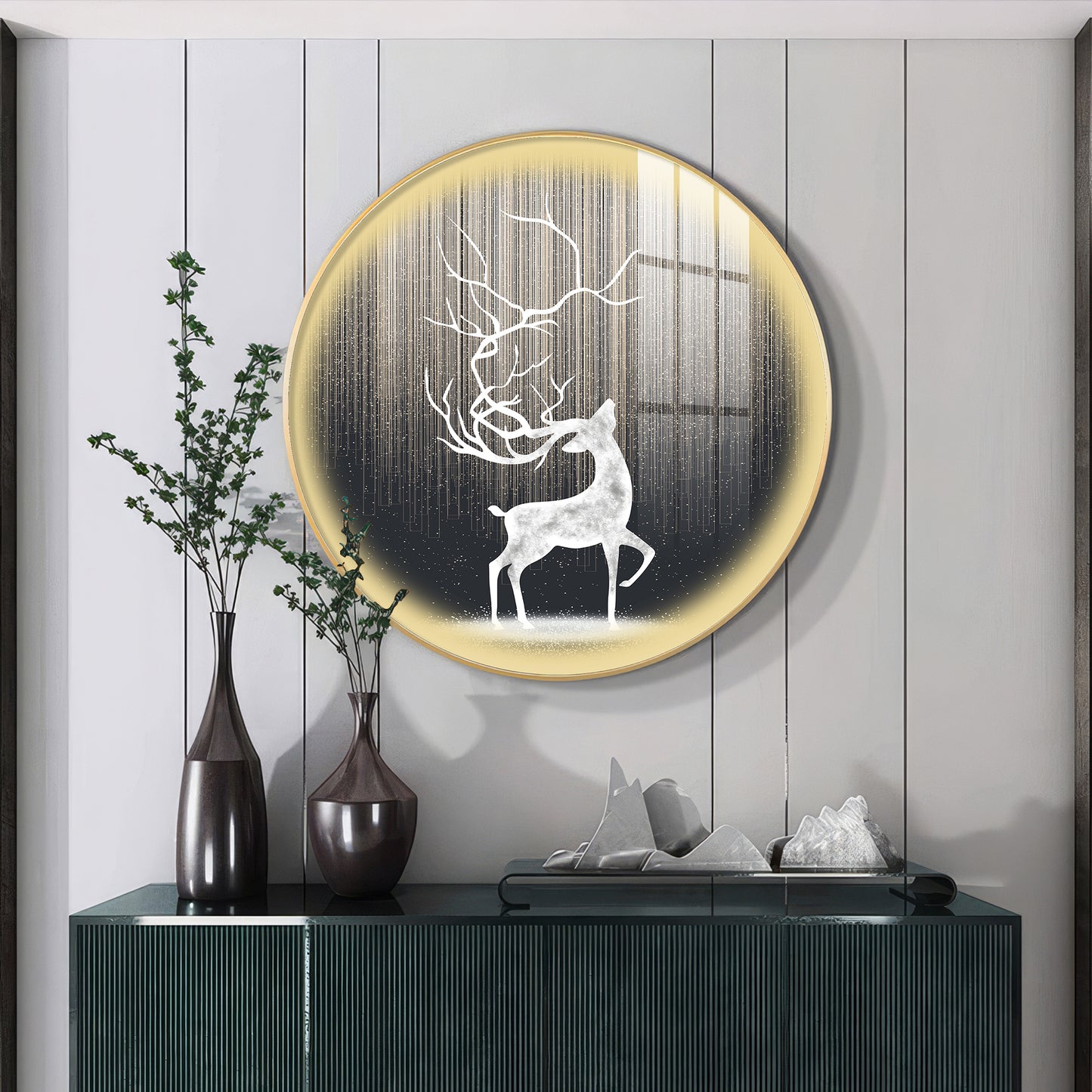 Enchanted Deer Premium Acrylic Round Wall Art