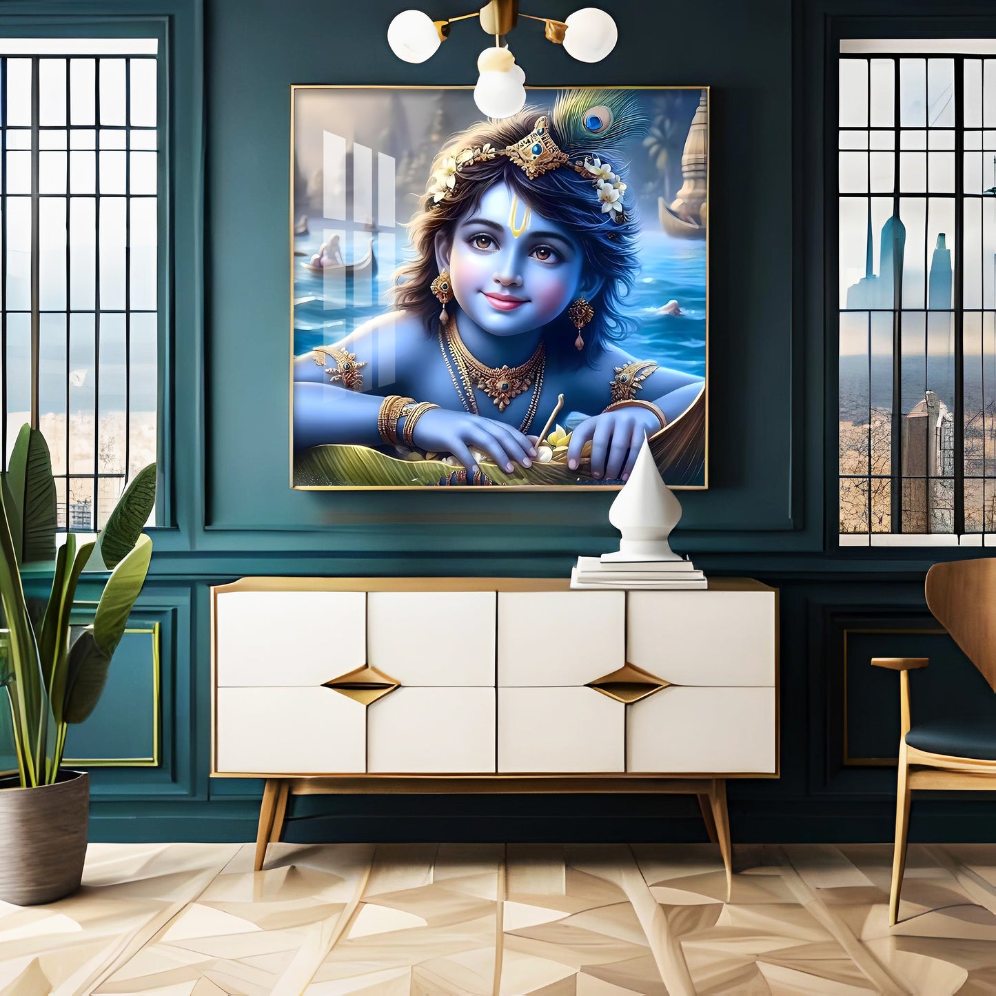 Little Krishna Premium Acrylic Square Wall Art