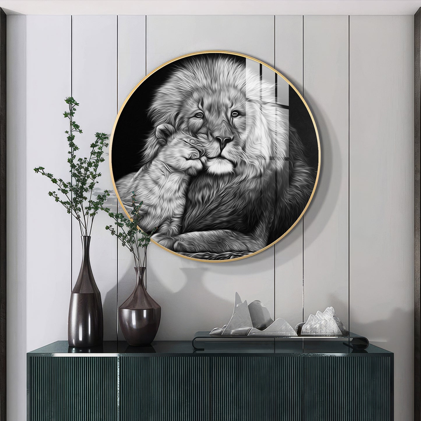 The Lion Emblem Premium Acrylic Round Wall Art