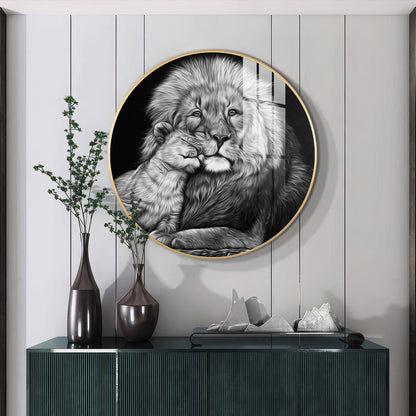The Lion Emblem Premium Acrylic Round Wall Art