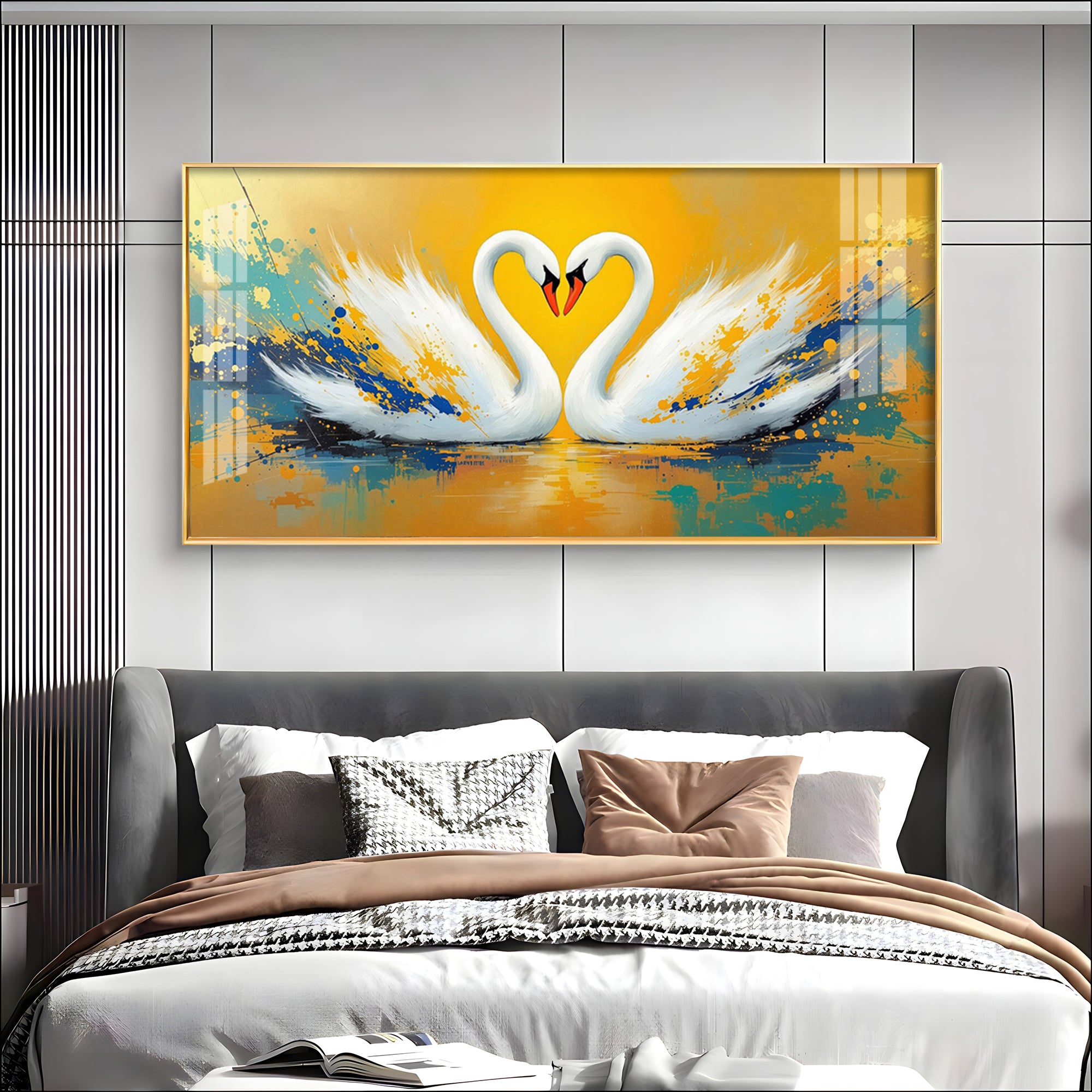 Beloved Swan Hugging Premium Acrylic Horizontal Wall Art
