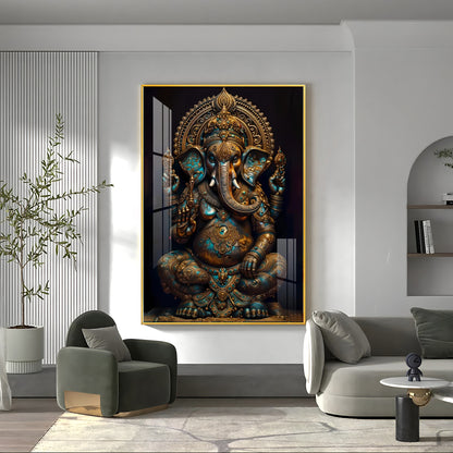 Lord Ganesha Premium Acrylic Vertical Wall Art