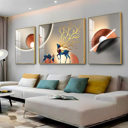 Fictional Deer Premium Acrylic Wall Art (Set of 3)