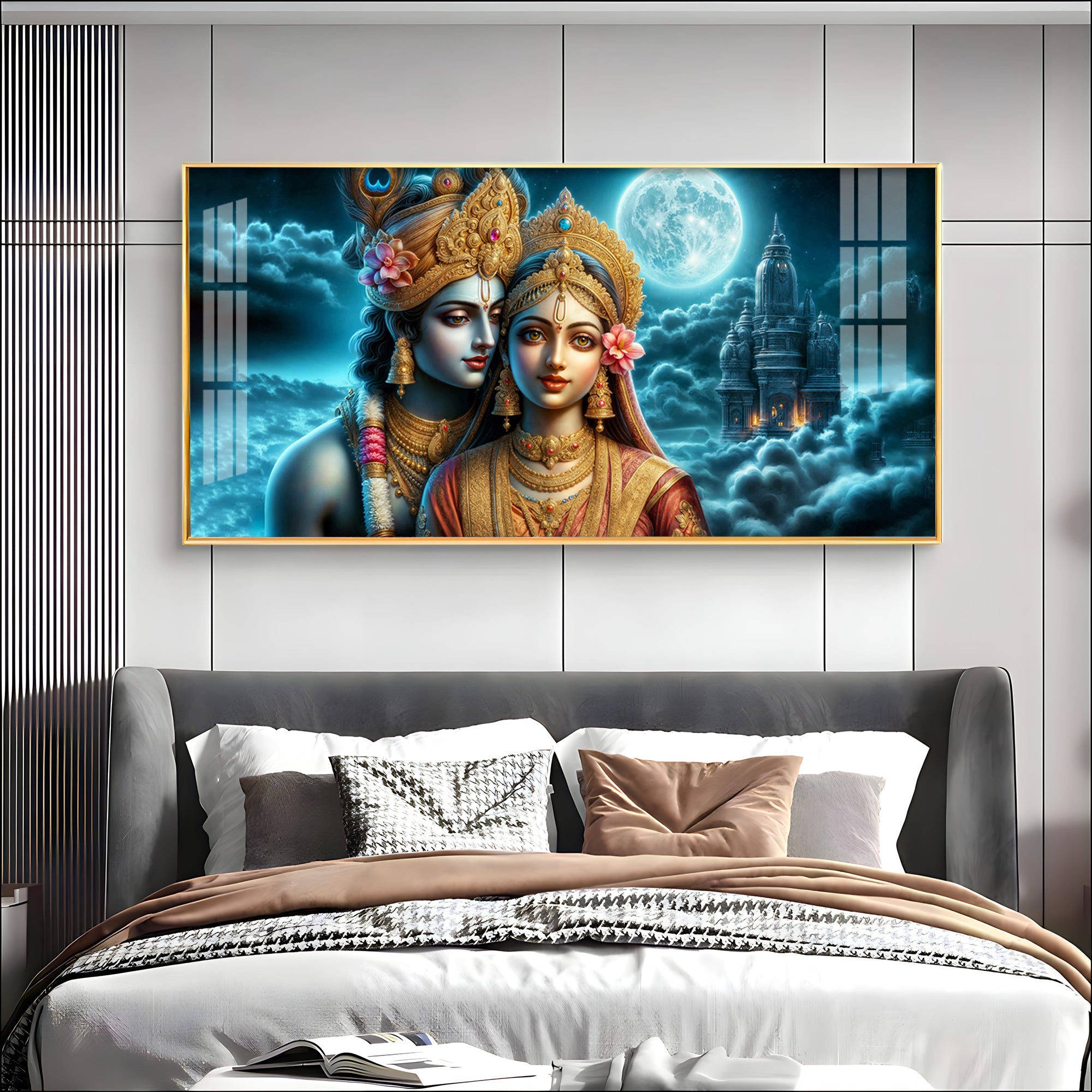 Radha Krishna Visage Mural Premium Acrylic Horizontal Wall Art