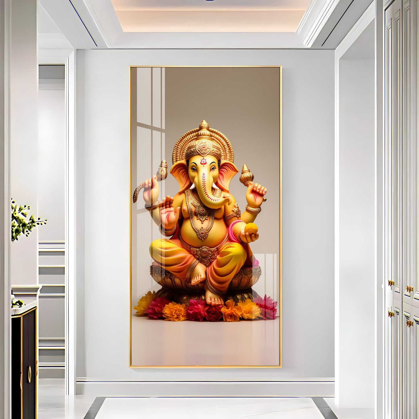 Lord Ganpati Premium Acrylic Vertical Wall Art