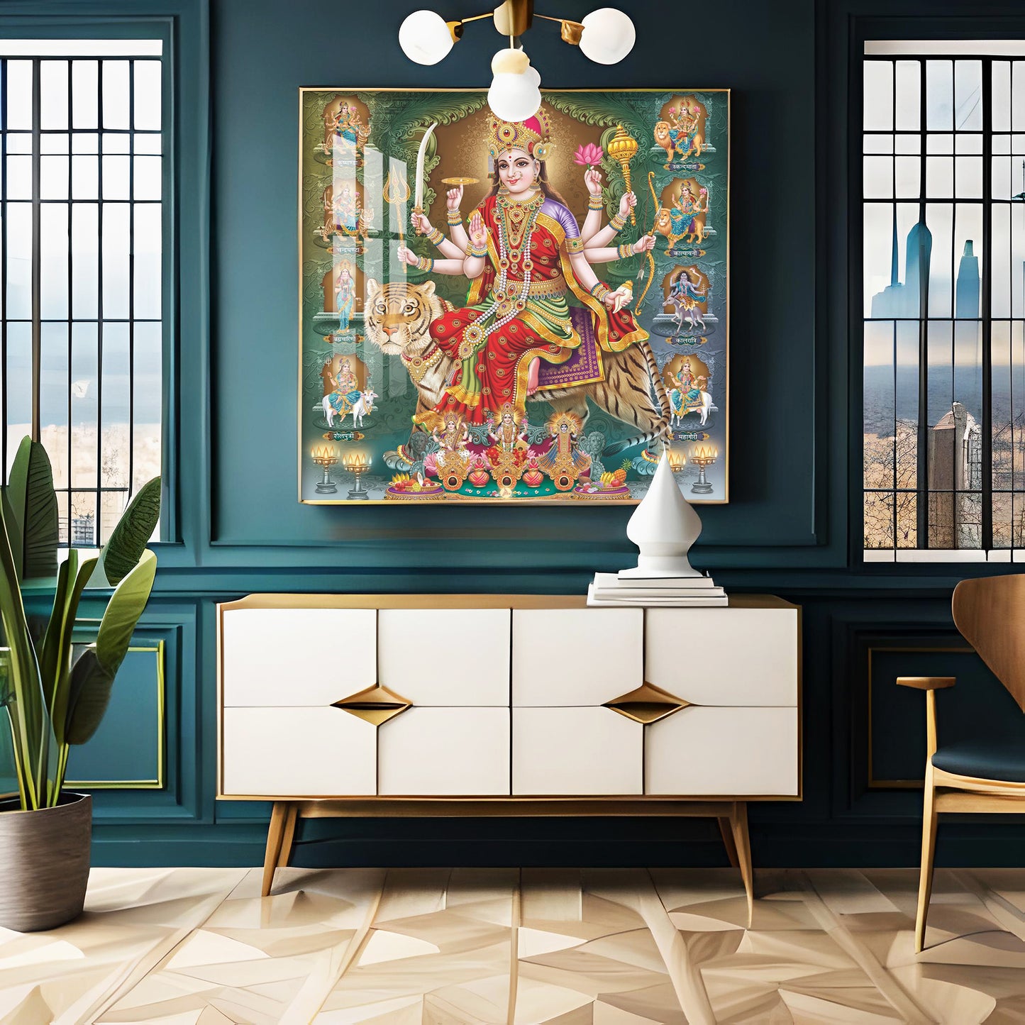 Goddess Durga Premium Acrylic Square Wall Art