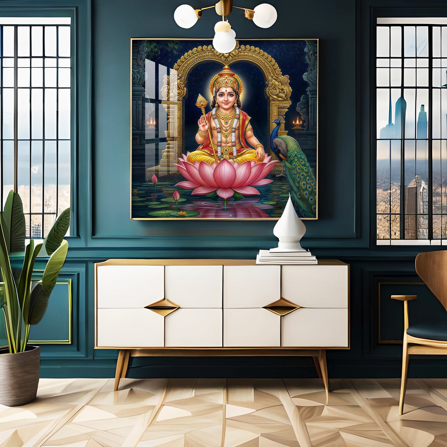 Divine Goddess Laxmi Maa Premium Acrylic Square Wall Art