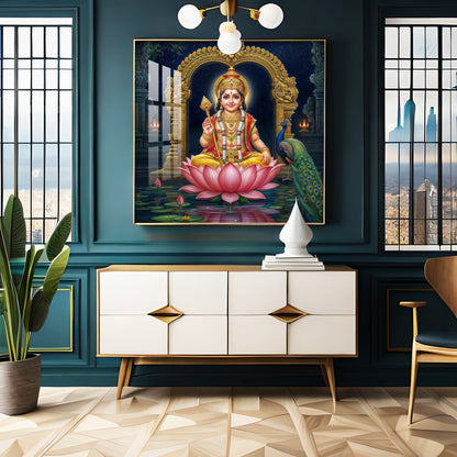 Divine Goddess Laxmi Maa Premium Acrylic Square Wall Art