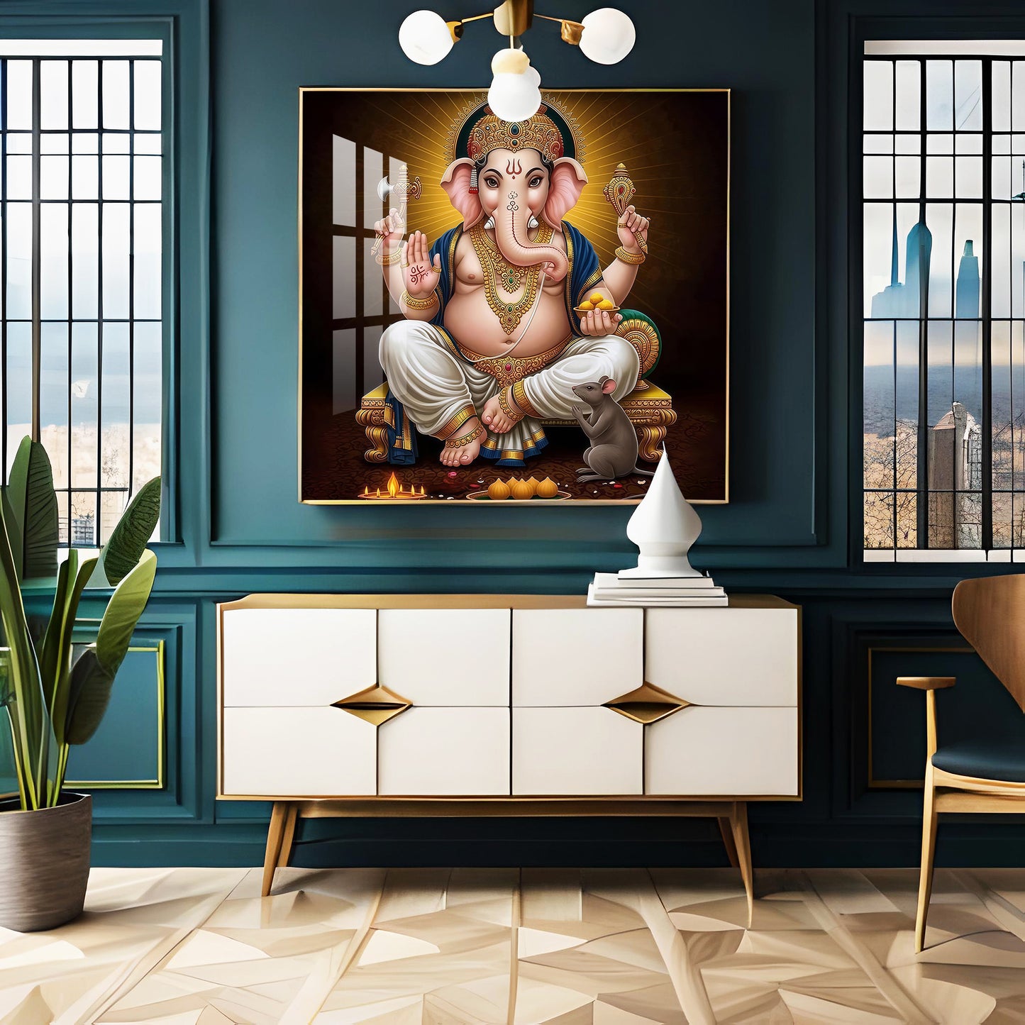 Ganesha Ji Premium Acrylic Square Wall Art