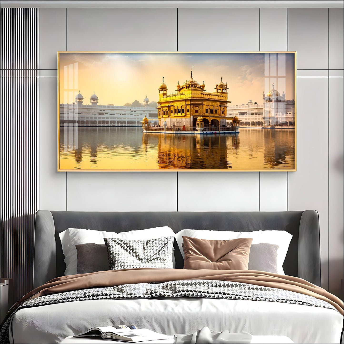 Golden Glory Premium Acrylic Horizontal Wall Art - 40X20 inches / Gold