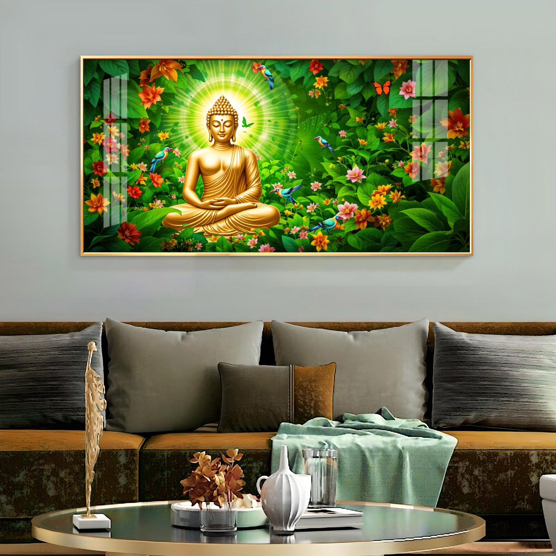 Buddha Bliss Flower Premium Acrylic Horizontal Wall Art
