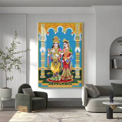 Divine Radha and Krishna Premium Acrylic Vertical Wall Art