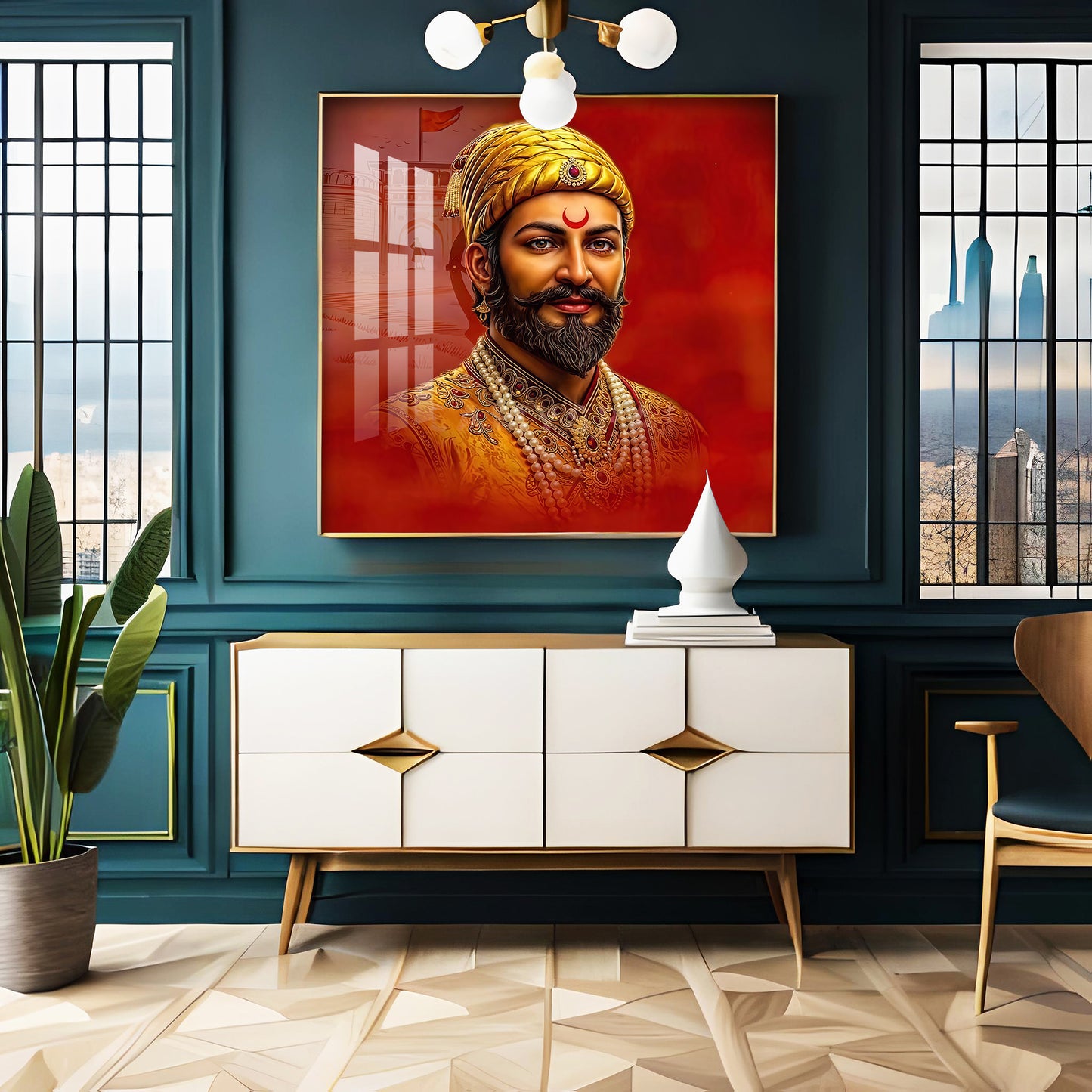 Shivaji Maharaj Ji Premium Acrylic Square Wall Art