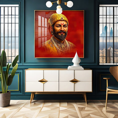 Shivaji Maharaj Ji Premium Acrylic Square Wall Art