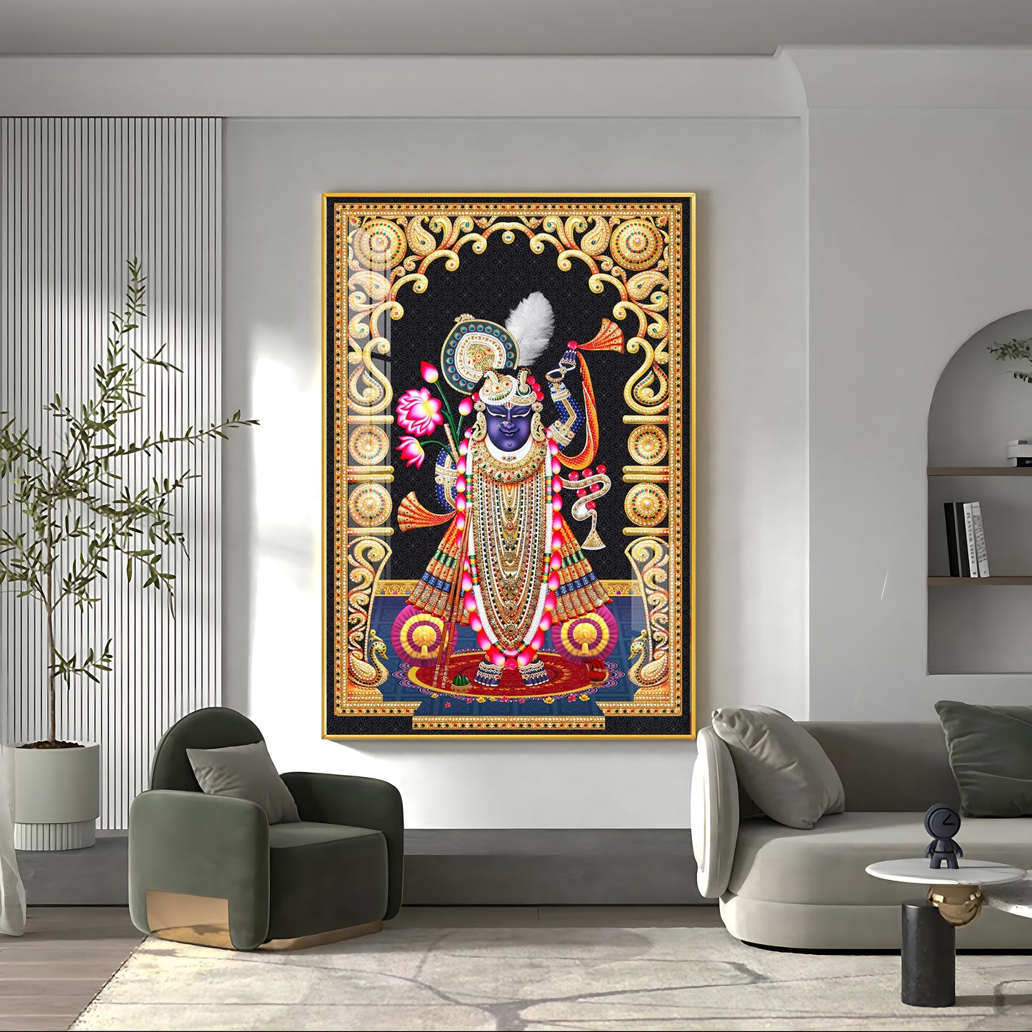 Celestial Krishna Premium Acrylic Vertical Wall Art