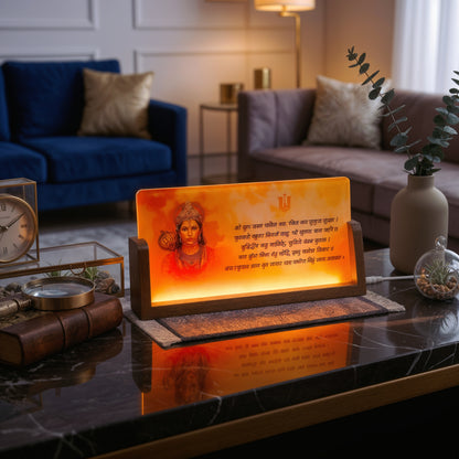 Lord Hanuman Acrylic LED Table Lamp - Wooden Stand