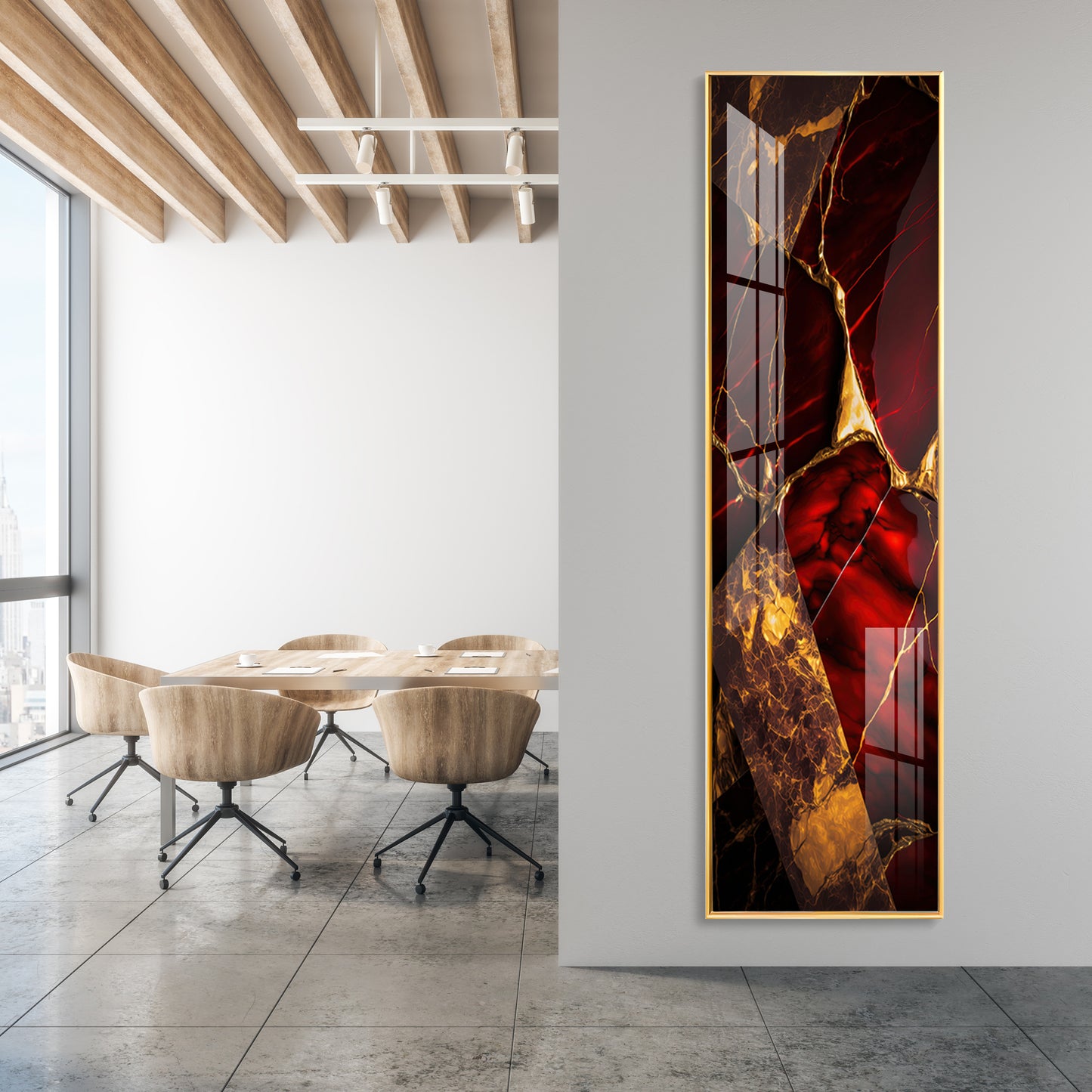 Gold & Red Tones Premium Acrylic Vertical Wall Art