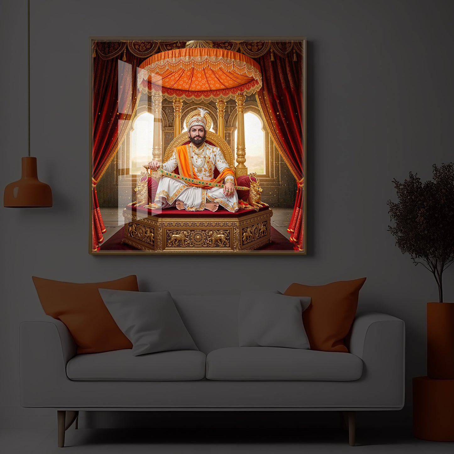 Rajyabhishek of Chattrapati Shivaji Maharaj Modern Luxury Backlight Square Wall Art