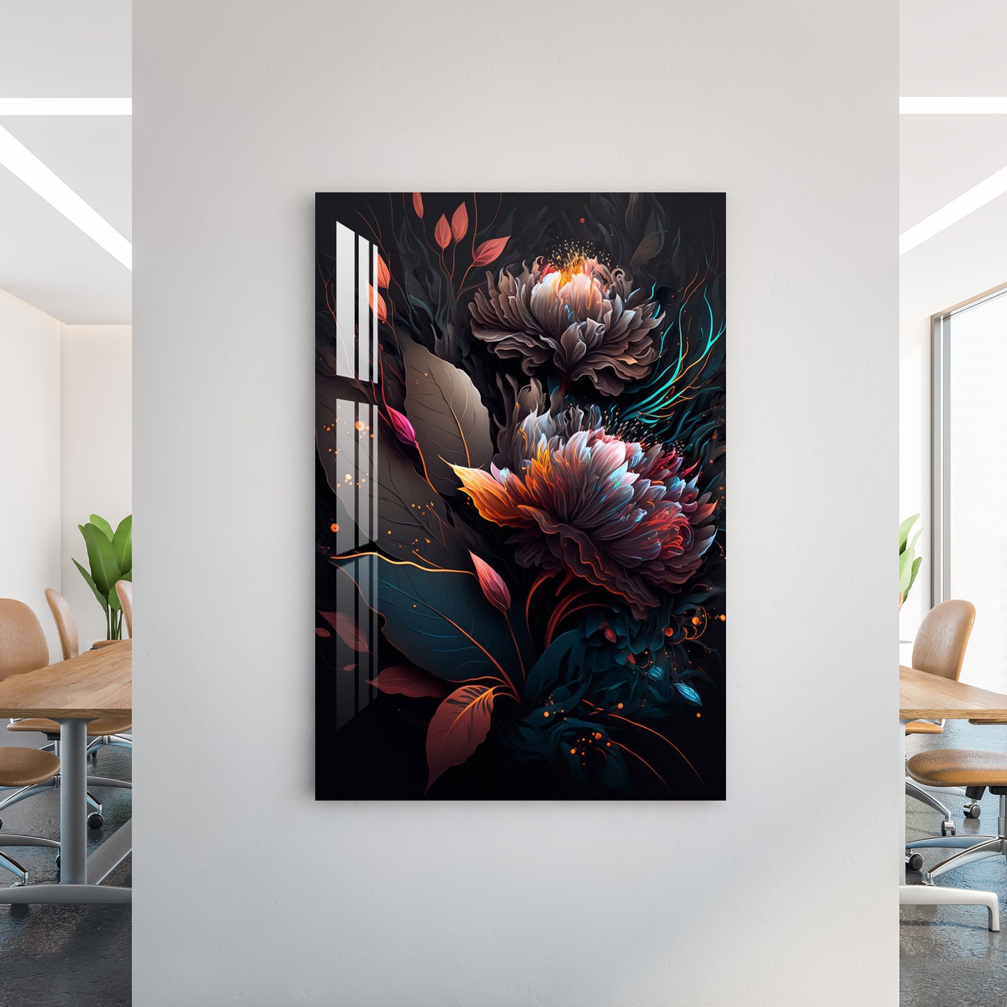 Neon Flowers Acrylic Wall Art