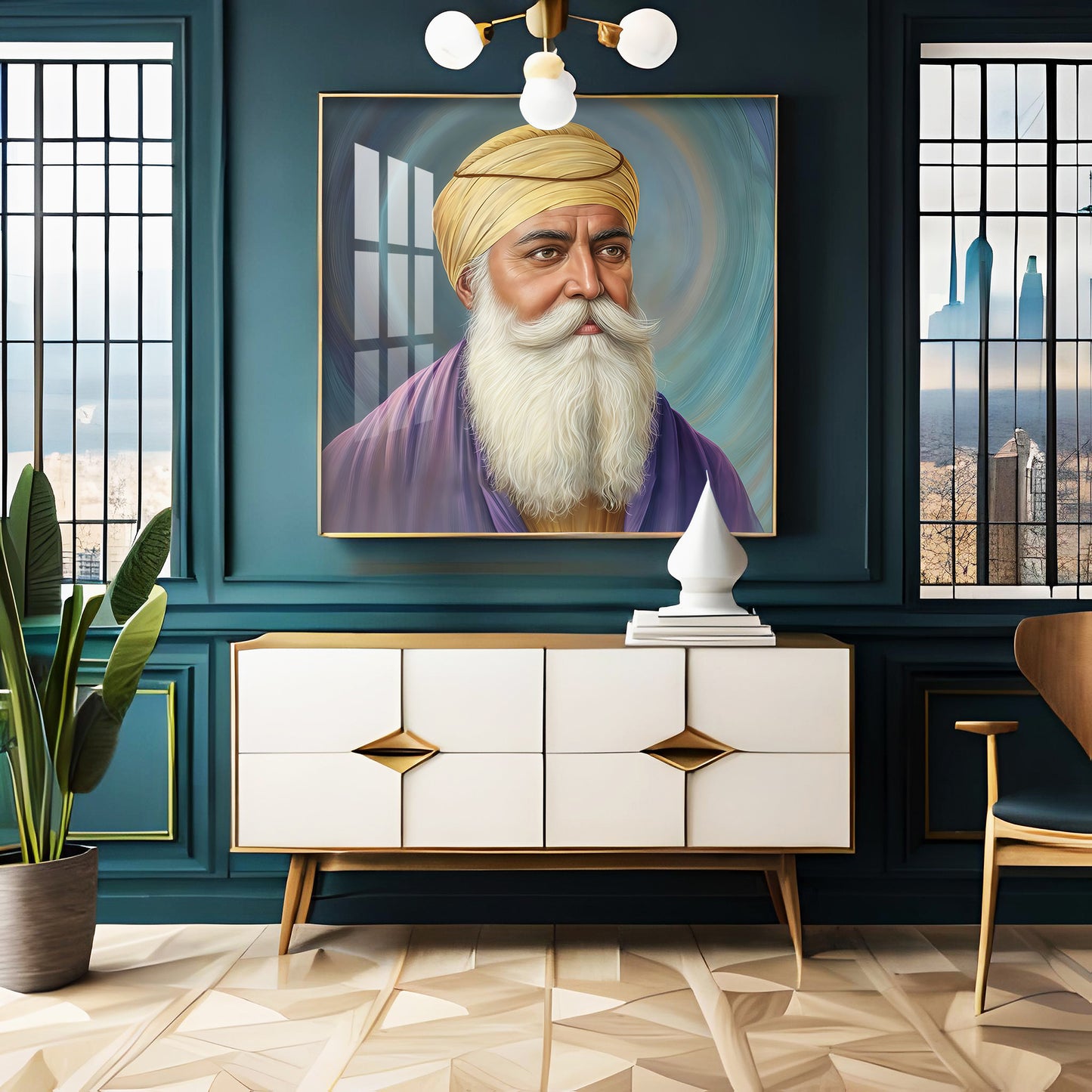 Guru Nanak Sahab Ji Premium Acrylic Square Wall Art