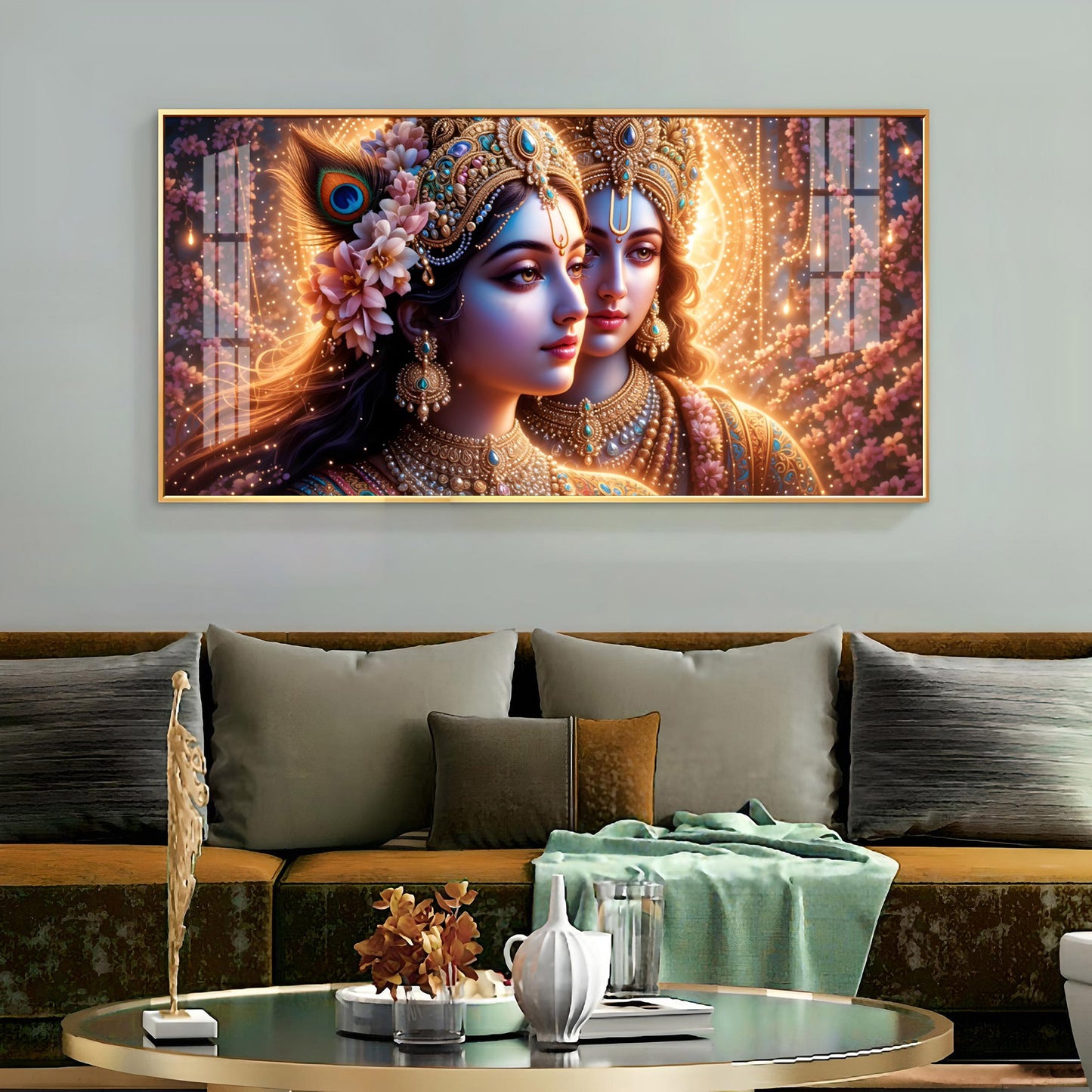 Portrait Of Radha Krishna Connection Premium Acrylic Horizontal Wall Art