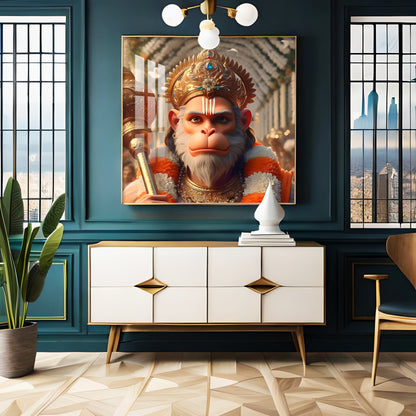 Ram Bhakt Hanuman Premium Acrylic Square Wall Art