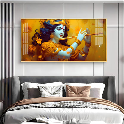 Golden Armlet Lord Krishna Premium Acrylic Horizontal Wall Art